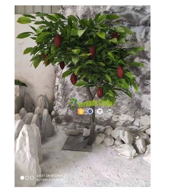 Artificial Cocoa Fruit Trees Bonsai Green Tree for Decoration