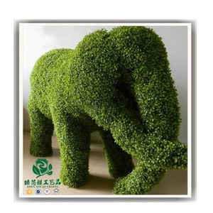 Green Grass Wire Topiary Frame Artificial Boxwood Elephant Panda Animal Metal Frames For Garden Decoration