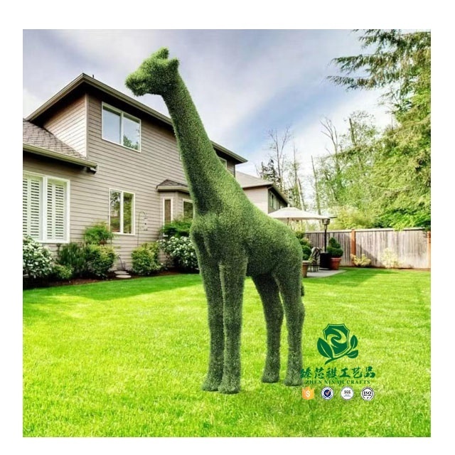 zhen xin qi crafts  for  garden  Green Plant Manufacture Artificial Topiary Frame Metal Grass Animal For Outdoor Decoration