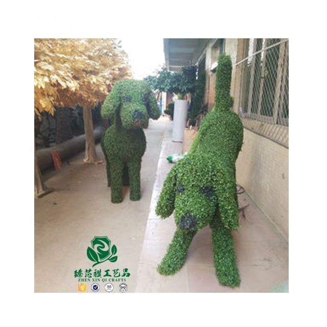 Green Grass Wire Topiary Frame Artificial Boxwood Elephant Panda Animal Metal Frames For Garden Decoration