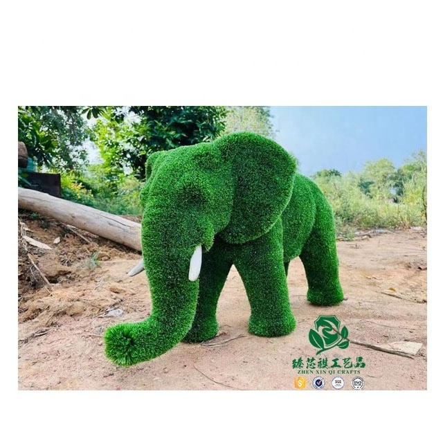 zhen xin qi crafts  for  garden  Green Plant Manufacture Artificial Topiary Frame Metal Grass Animal For Outdoor Decoration