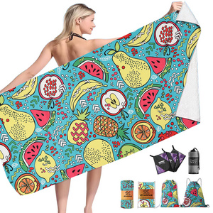 Custom Print Quick Dry Luxury Eco Friendly Microfiber Beach Towel With Travel Bag Sand Free Beach Towel