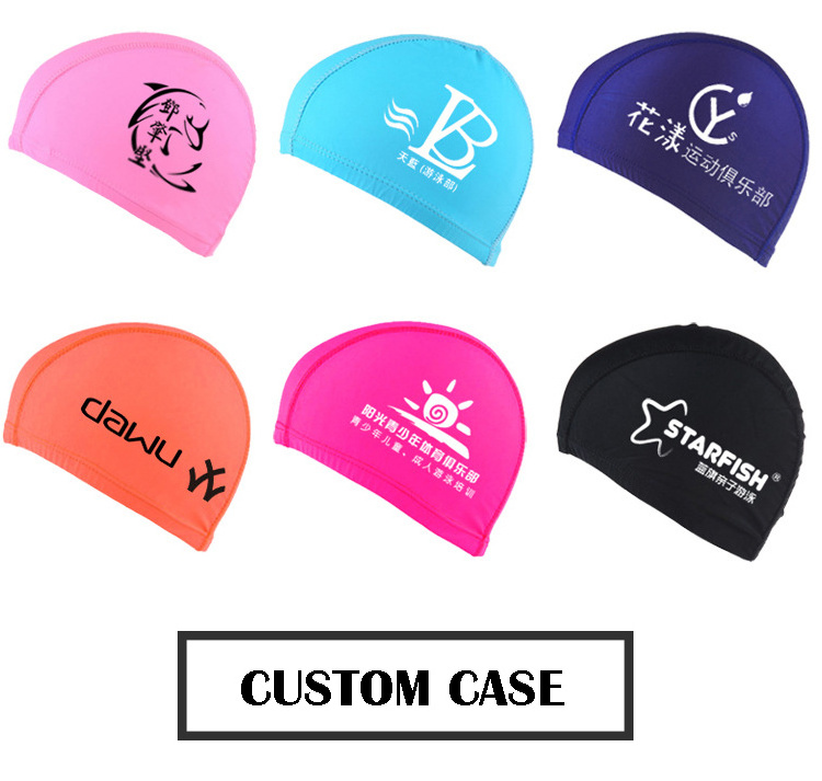 Custom Design Swim Caps Lycra Material Print OEM Logo Style Color Kids Swimming Hat Adults Swim Cap