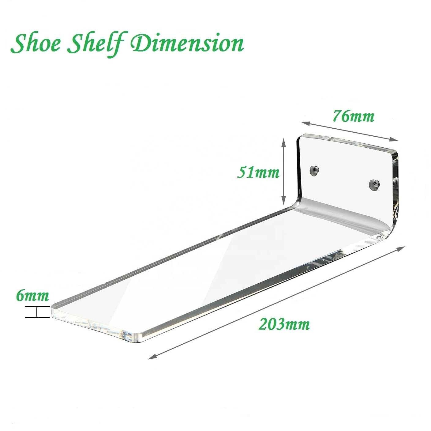 TSGG High Quality Clear Acrylic Floating Shoe Display Shelf For Wall Mount