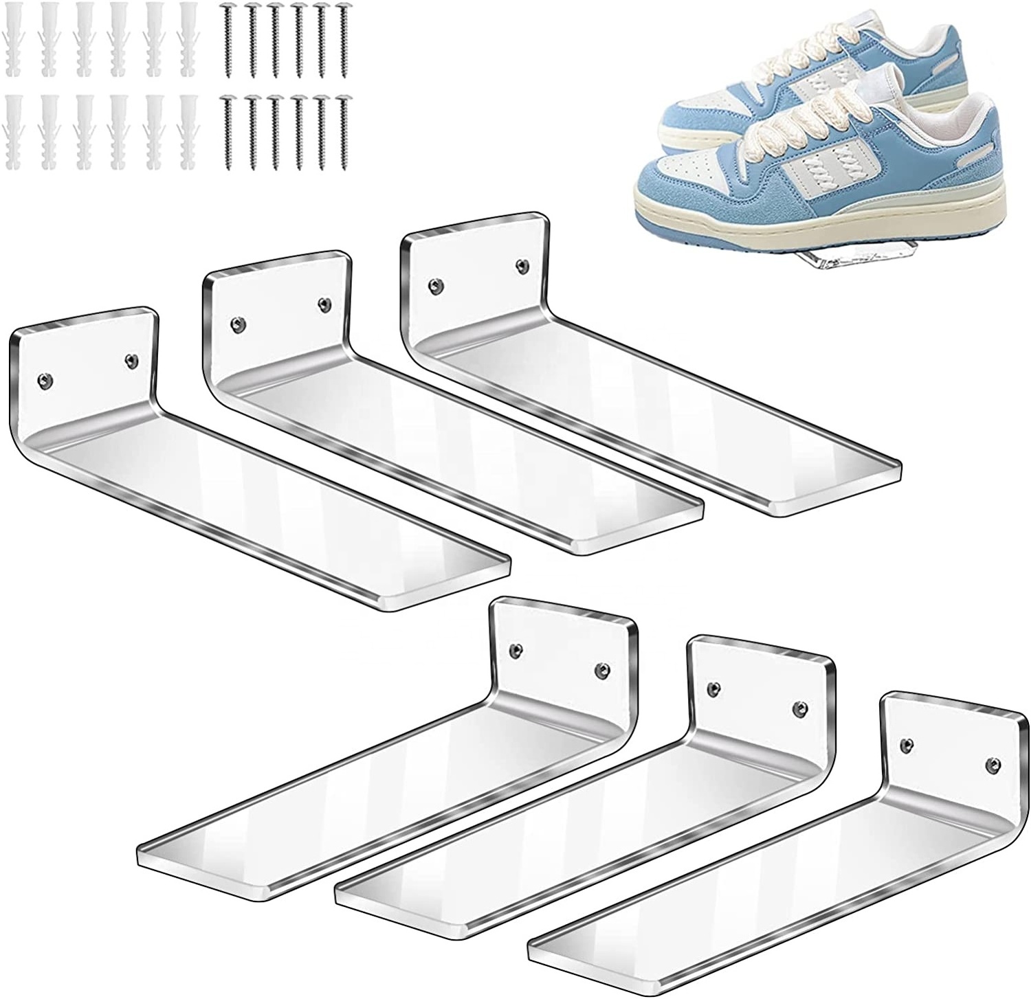 TSGG High Quality Clear Acrylic Floating Shoe Display Shelf For Wall Mount