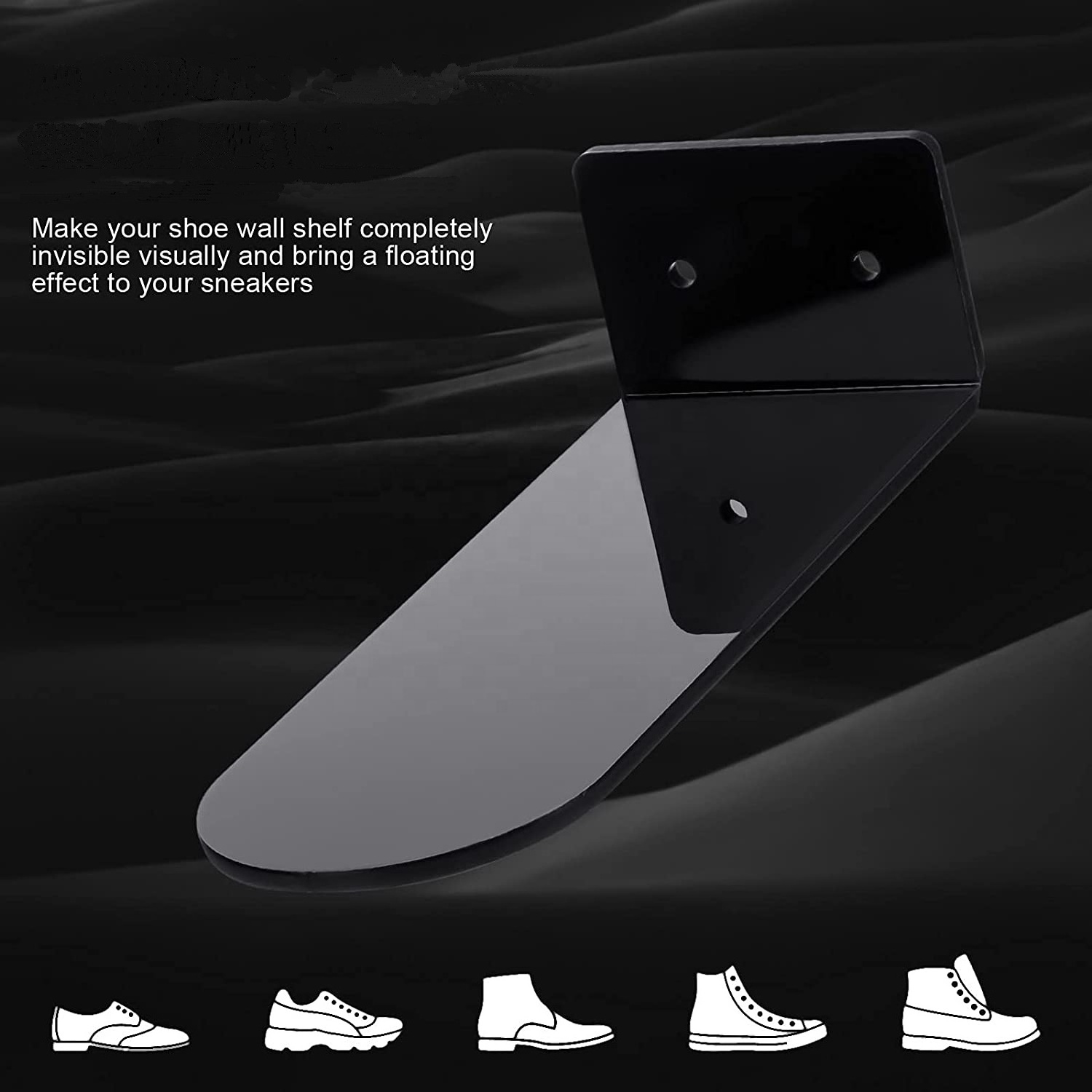 Hot Sales Black Acrylic Wall Mounted Floating Shoe Display Shelf For Sneaker Collection Home Decoration