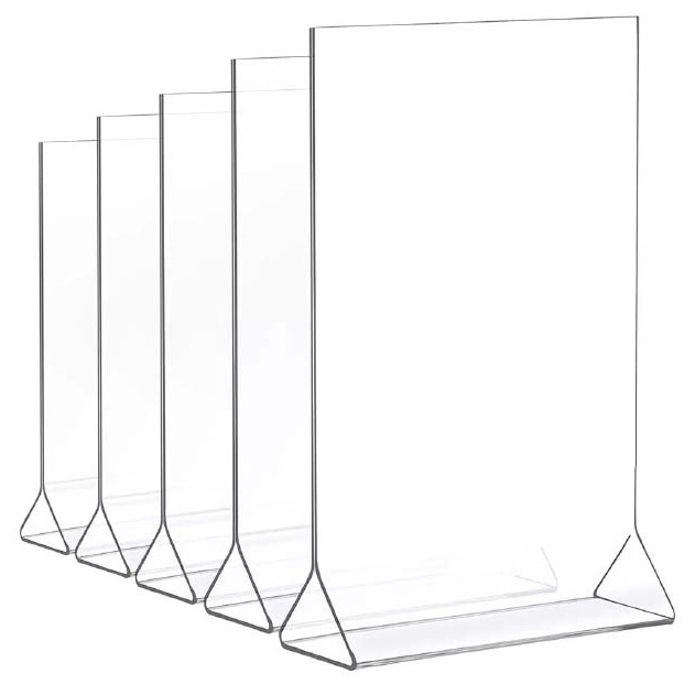 Vertical Transparent Tent Menu Table Card Two Sided Acrylic Menu Stand