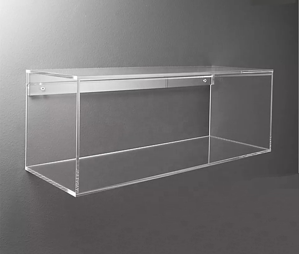 Set of 3 Customized Crystal Clear Acrylic Cube Storage Organizer Shelves Floating Shelves Wall Mounted