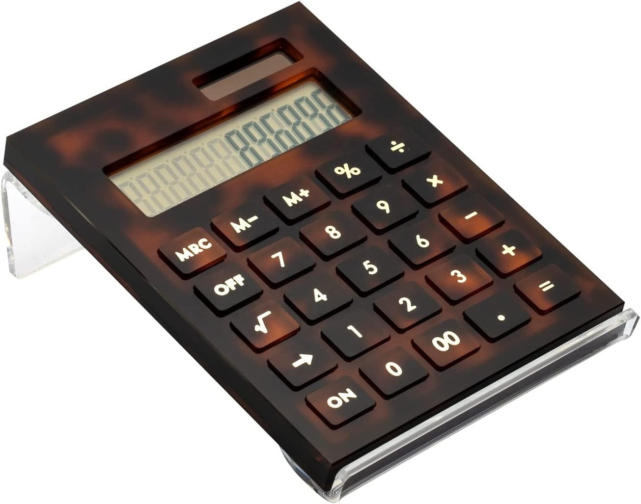 Elegant Battery And Solar Basic Leopard Acrylic Home Office Desktop Dual Calculator