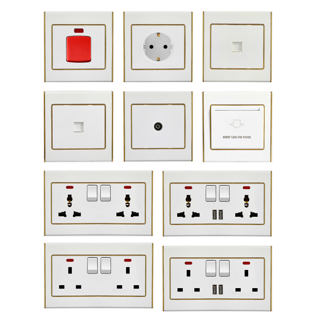 3 Pin Universal Wall Embedded Ultrathin Outlet Socket Manufacturer 20A 45A Electrical DP Intermediate Switch With Neon Light