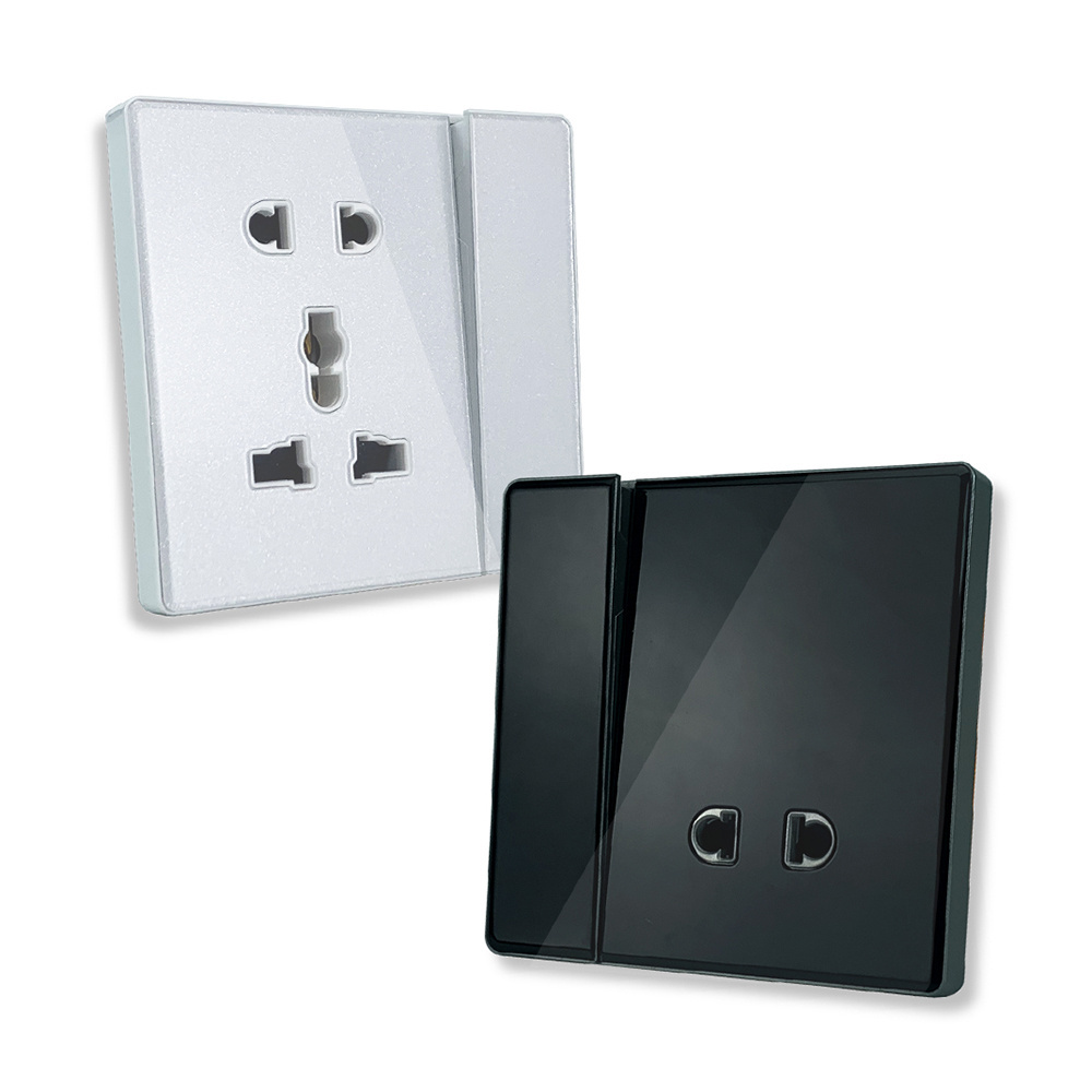 New Arrivals Home Electrical Universal Power Outlet Socket Glass Cover Panel Big Push Button Luxury Modern Wall Light Switch