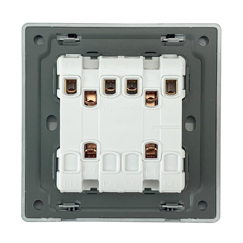 86mm Type Bangladesh Big Push Button White Luxury Plexiglass Panel 3 Gang 2 Way Electrical Wall Light Switch And Socket