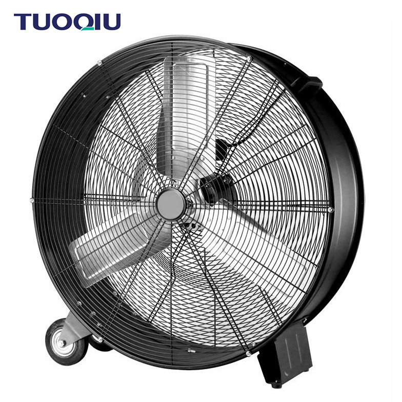 Black Giant Large Size High Speed Air Volume Floor Blower Fan Metal Iron Axial Flow Cooling Industrial Drum Fan For Workshop