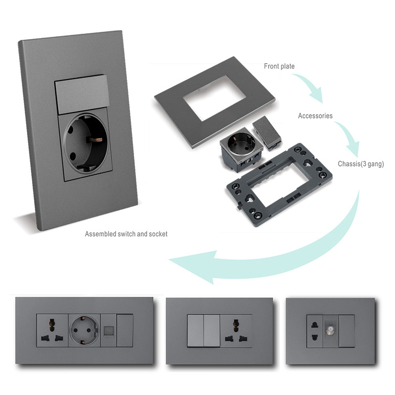 OEM High Quality Hotel Wall Light Switch 16A EU UK Standard Universal USB Electrical Power Modular Multi Socket Outlet For Home