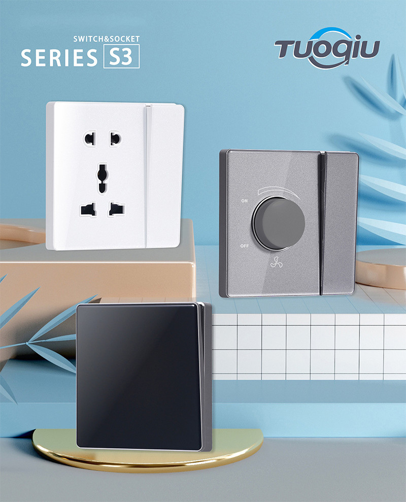 New Arrivals Home Electrical Universal Power Outlet Socket Glass Cover Panel Big Push Button Luxury Modern Wall Light Switch