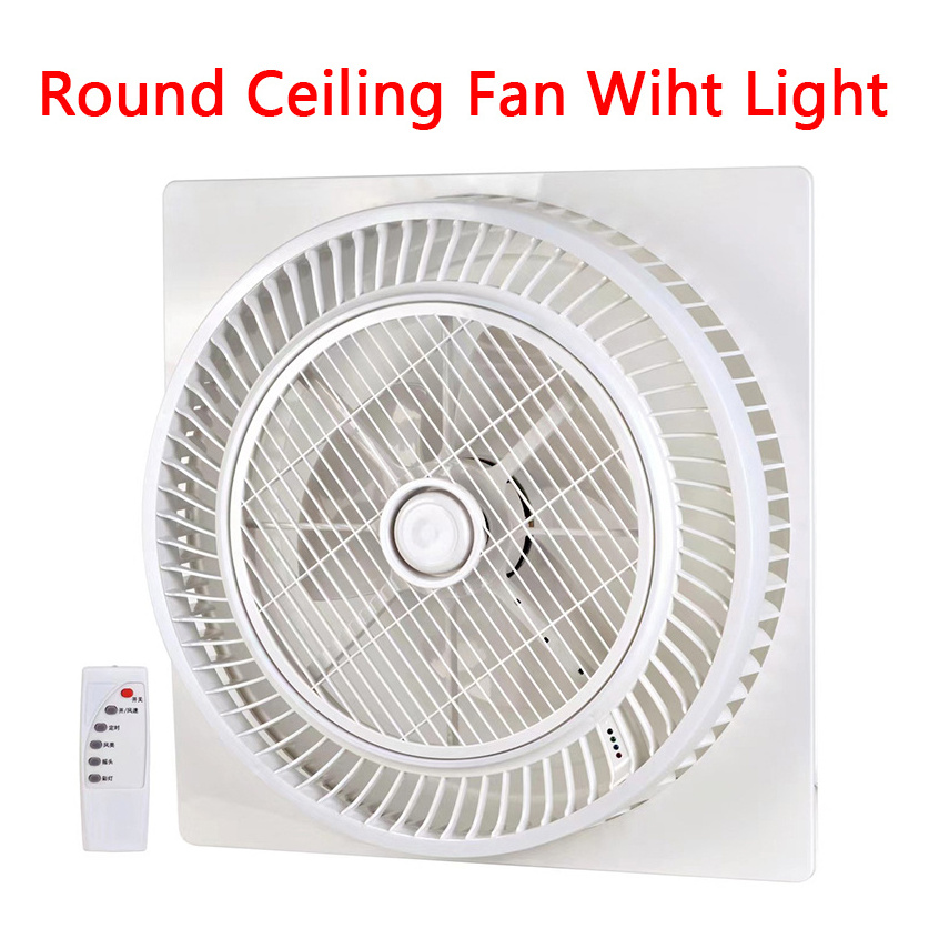 Custom 20 Inch Modern Large Office Bedroom Electric Box Fan Copper Motor Flush Mount Square Ceiling Fan With Light And Remote