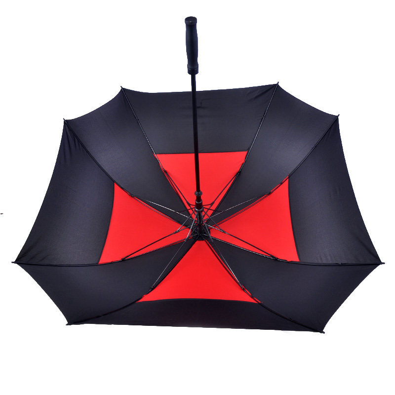 custom Square Pongee Fabric 27 Inch Straight Black Red Designed Large umbrella