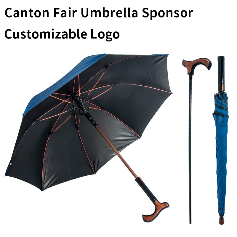 Factory Wholesale Multi-function Unique Walking Stick Umbrella Sunny and Rainy Automatic Pantone Color Wood Hanldle Umbrella