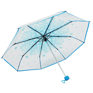 Wholesale Transparent Promotional Cute Color Dome Cheap Clear Small Folding Mini POE PVC Manual Open Pantone Color Umbrella