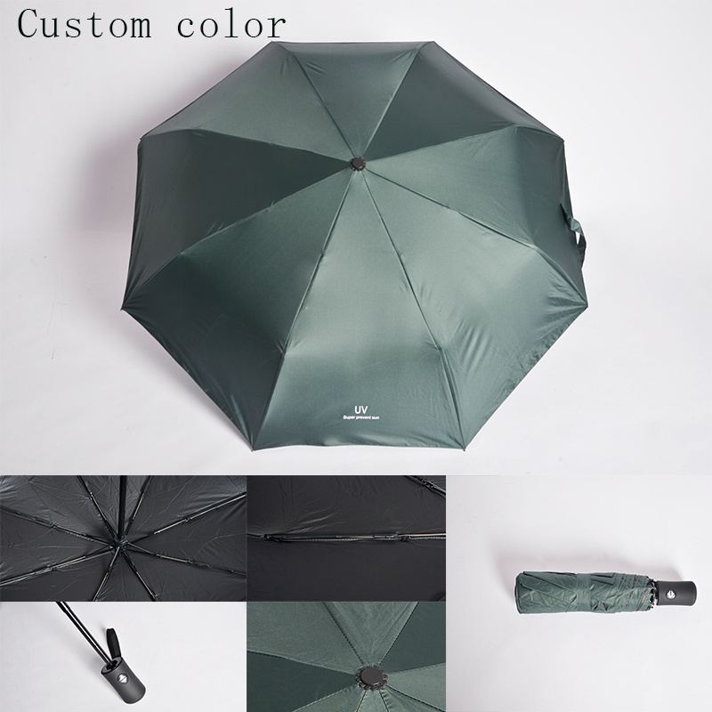 Custom Logo printed sunscreen anti UV umbrella Korean version of the forest Sun and rain dual-use souvenir 3 folded umbrella