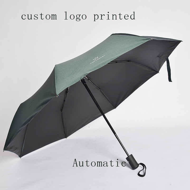 Custom Logo printed sunscreen anti UV umbrella Korean version of the forest Sun and rain dual-use souvenir 3 folded umbrella