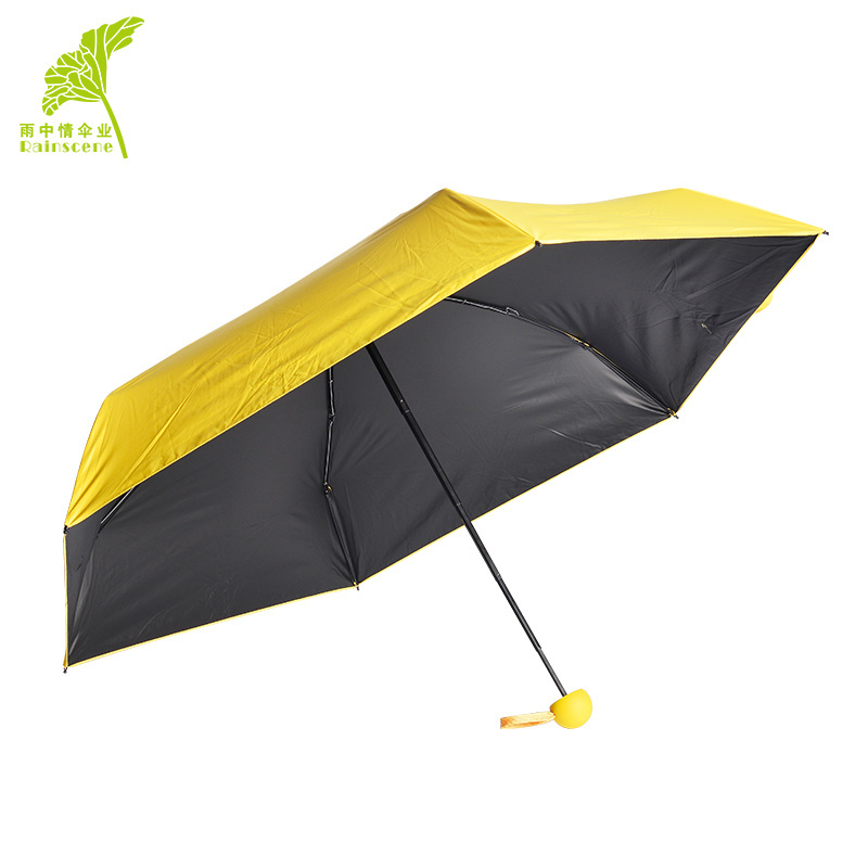 Customized  Portable Small Promotional Capsule Parasol UV Protection 5 Folding Custom EVA Mini Capsule Umbrella With Logo