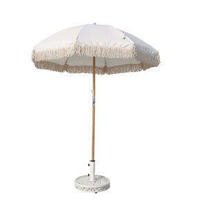 Wholesale Customized  Portable premium solar carrying bag Fringe beach umbrella with tassels