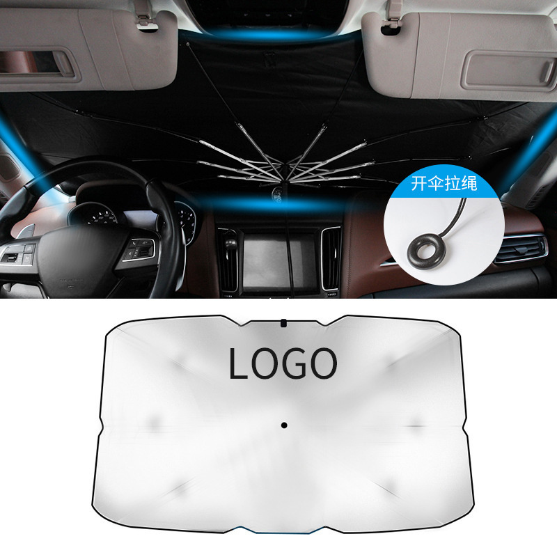 2024 Newest Custom umbrella brand printed resistant  UV Windshield Portable Car Sunshade Umbrella