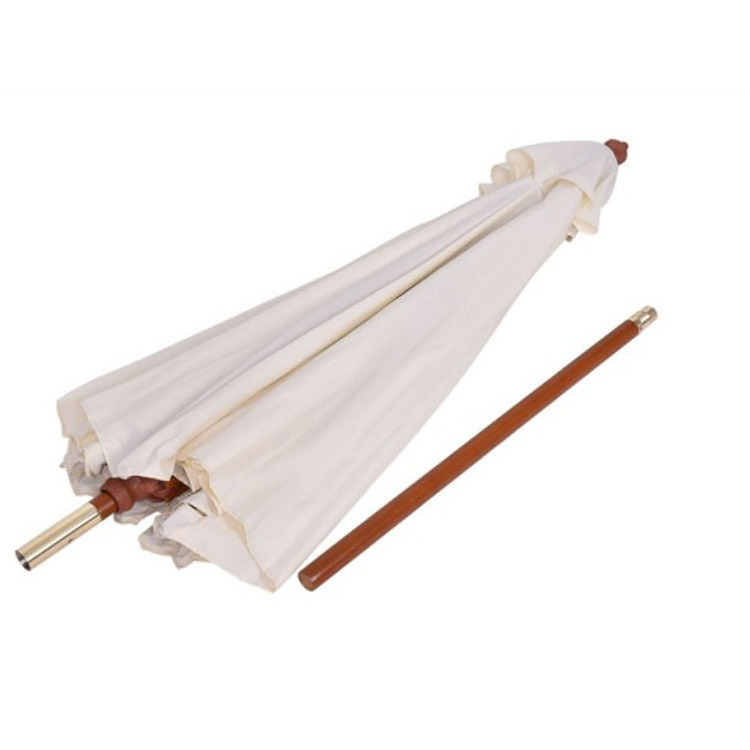 White Wooden handle parasol outdoor beach umbrella