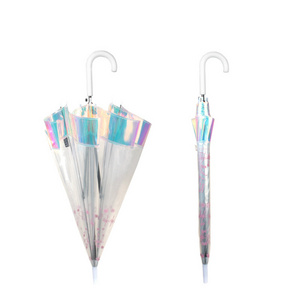 Wholesale fashion printing transparent clear straight umbrella