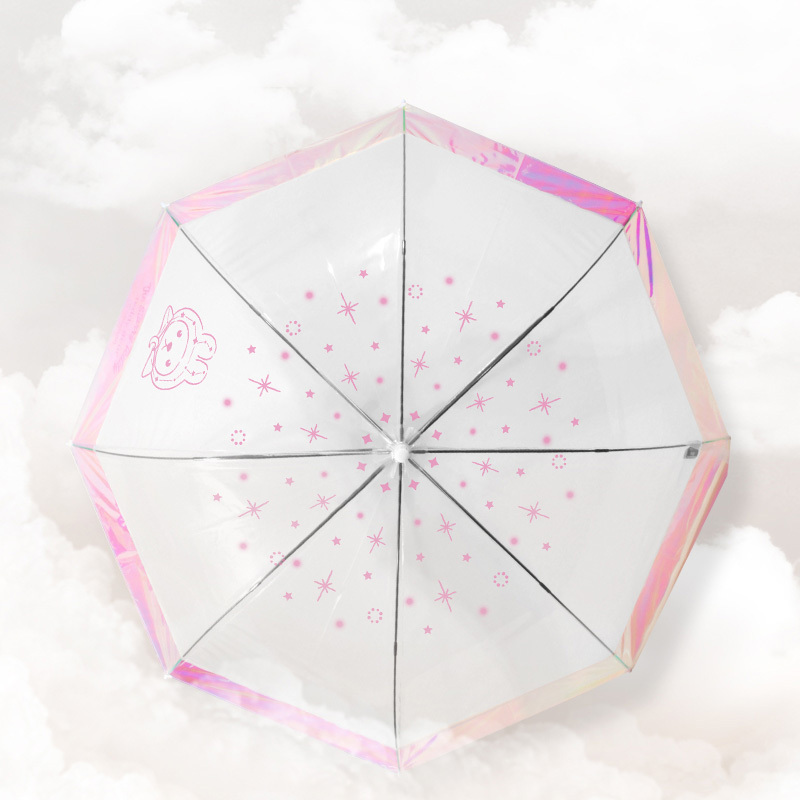 Wholesale fashion printing transparent clear straight umbrella