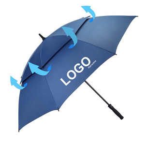 68-inch large size promotional custom logo windproof branded golf umbrella double layer golf umbrella for the rain