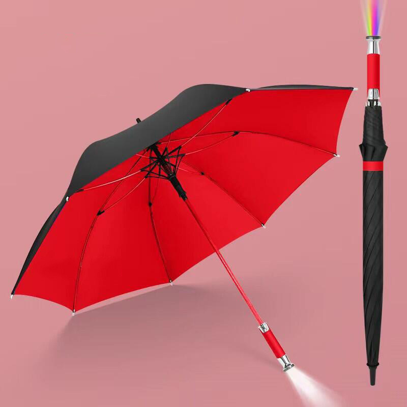 Promotional design Sport Striped 60 inch  large Golf Umbrella With Led Light