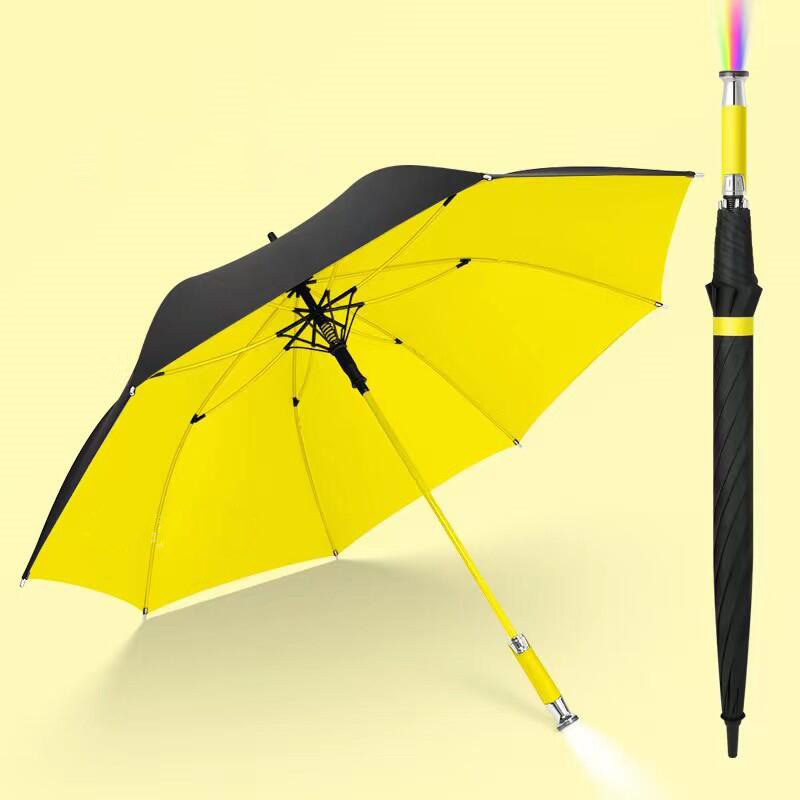 Promotional design Sport Striped 60 inch  large Golf Umbrella With Led Light