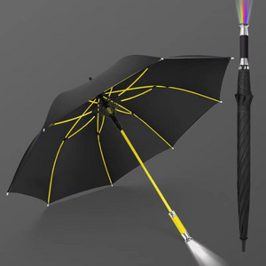 Promotional design Sport Striped 60 inch  large Golf Umbrella With Led Light