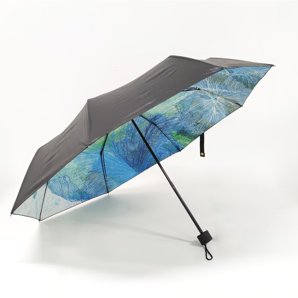 Wholesale  Manual Fold windproof Travel Anti UV  Gift Promotional Mini Pocket 3 Folding Umbrella With Logo Printing