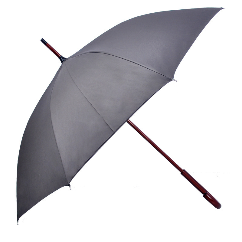 Luxury Export German 23 Inch Dark Grey Gentleman Rains Windproof Custom Wooden Handle Umbrella