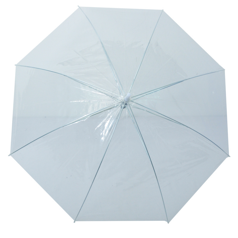 Cheapest Disposable clear Long white Handle Transparent Clear POE PVC Umbrella