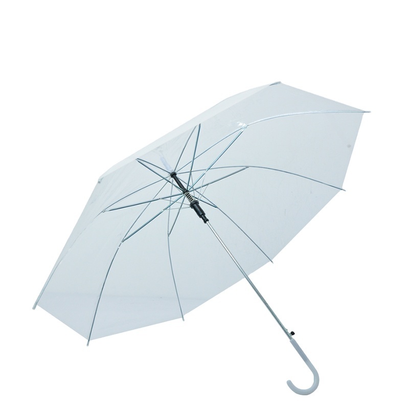 Cheapest Disposable clear Long white Handle Transparent Clear POE PVC Umbrella