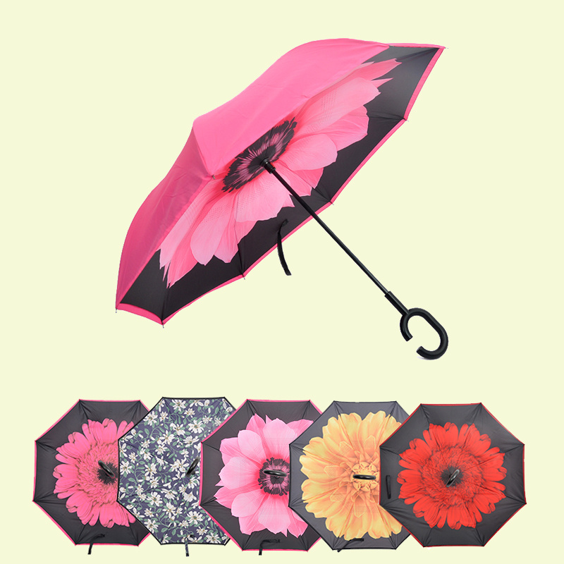 Wholesale umbrellas corporation gifts inverse magic flower paraguas reversible paraplui reverse inverted umbrella