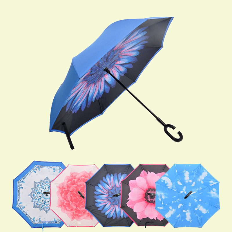 Wholesale umbrellas corporation gifts inverse magic flower paraguas reversible paraplui reverse inverted umbrella