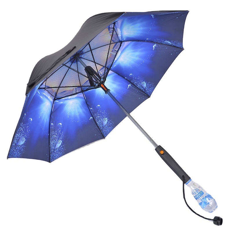 summer cooling usb battery charge umbrella with fan and water spray