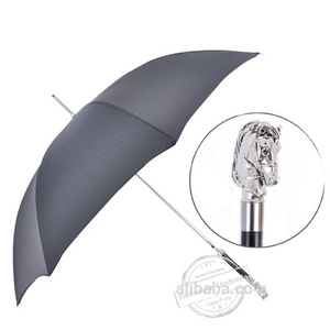 Custom High-class Long Animal Head Handle Embroidery Customized Available Manual Metal Fabric Windproof Luxury Straight Umbrella