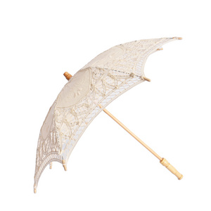 Umbrella Manufacture White Craft Kids Mini Decoration Umbrella Lace Parasol Wedding Auto Open Pantone Color Wood S/L Umbrellas