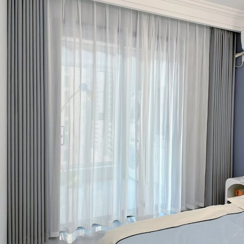 motorized double layer blackout curtain for home