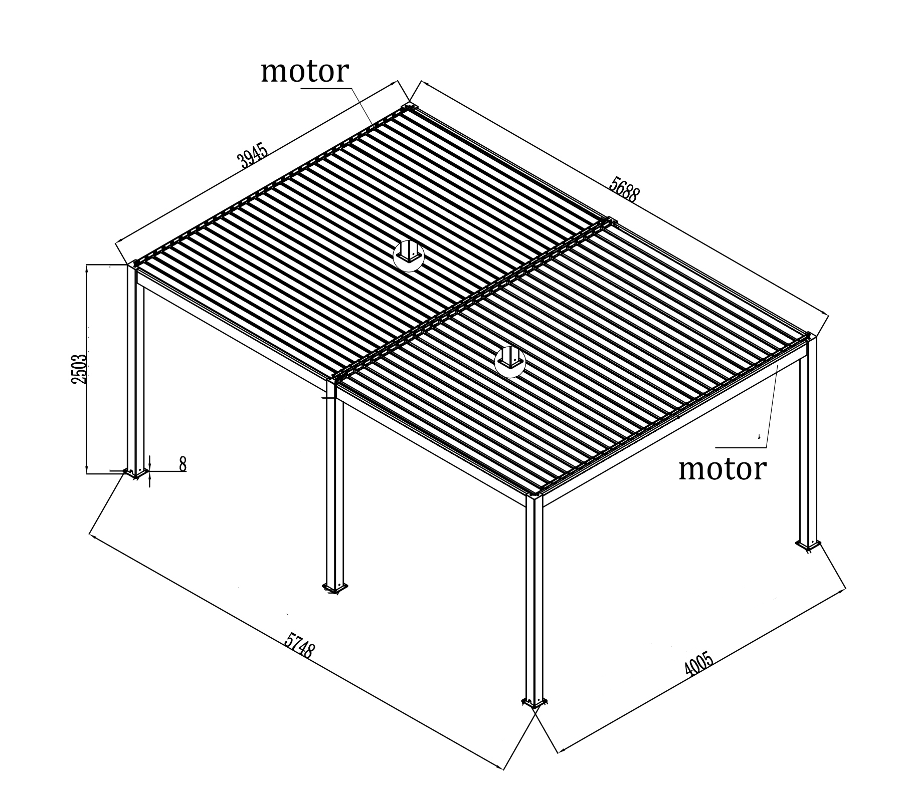 Luxury Aluminum Frame Pergolas with waterproof roof