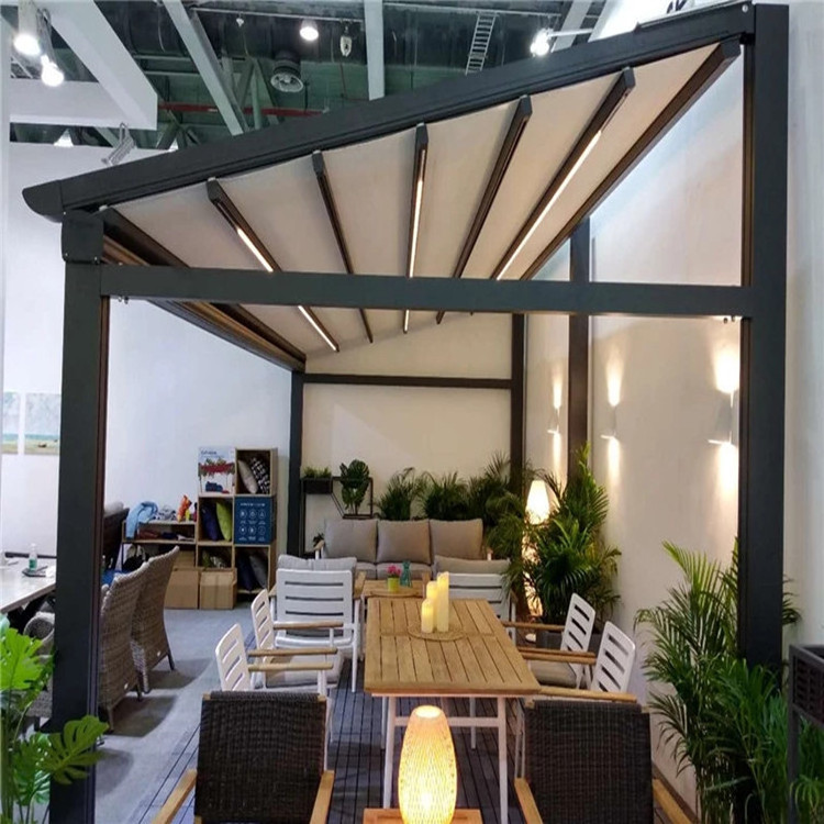 Free Standing Motorized gazebo Retractable Roof Awning for Sunshading