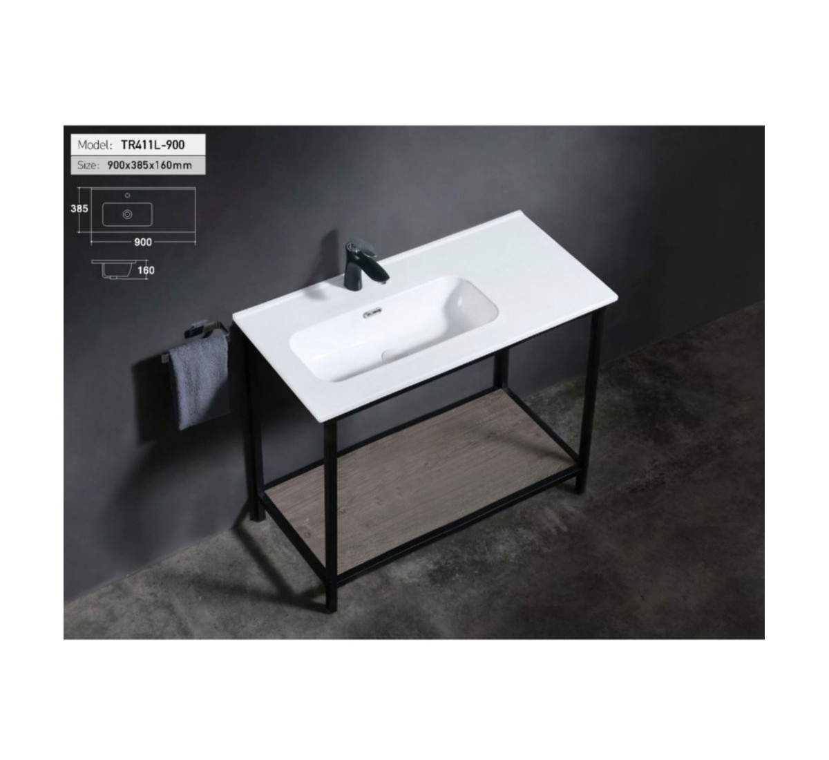 Modern Ceramic wash basin sink for bathroom Rectangle white glossy Counter top cabinet basin sink Art basin for washing