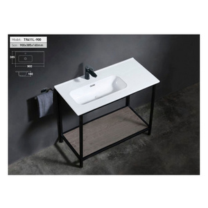 Modern Ceramic wash basin sink for bathroom Rectangle white glossy Counter top cabinet basin sink Art basin for washing