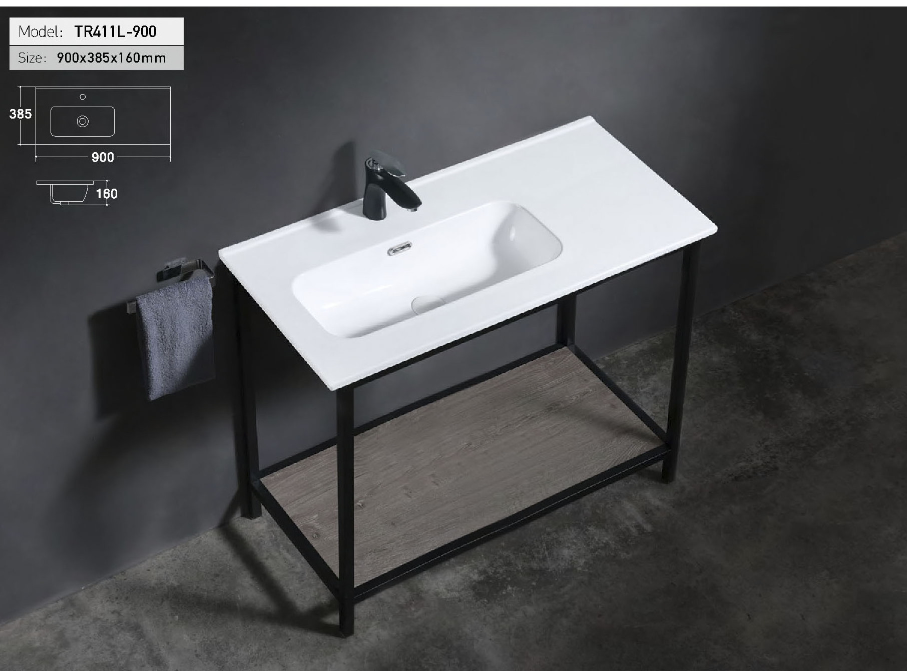 Modern Ceramic wash basin sink for bathroom Rectangle white glossy Counter top cabinet basin sink Art basin for washing